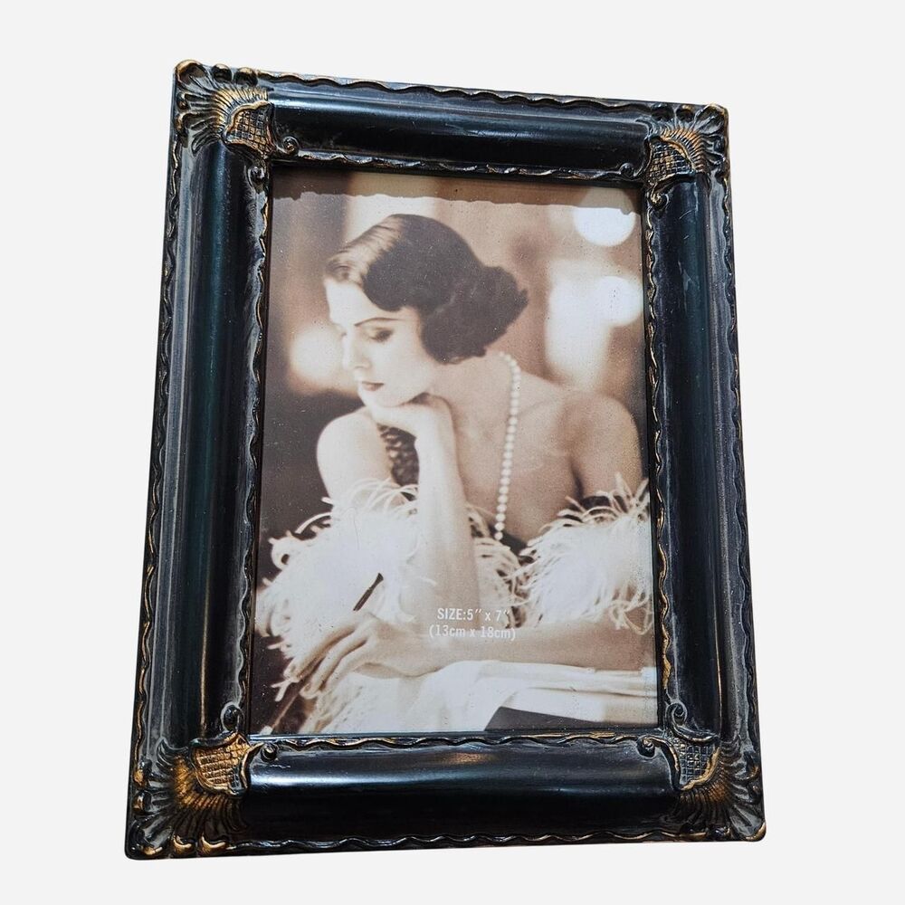 vintage whimsigoth cottagecore dark green gold frame